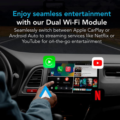 Wireless Carplay and Android Auto AI Box Lite plus 2.0 for Factory Wired Carplay Cars 2024 - Supports Netflix and Youtube - Go Wireless Carplay and Android Auto. Wired Carplay Required