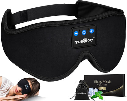 Sleep Headphones Bluetooth 5.2 Headband Sleeping Headphones Sleep Eye Mask, Wireless Music Earbuds Earphones for Side Sleepers Men Women Air Travel Cool Tech Gadgets Unique Gifts