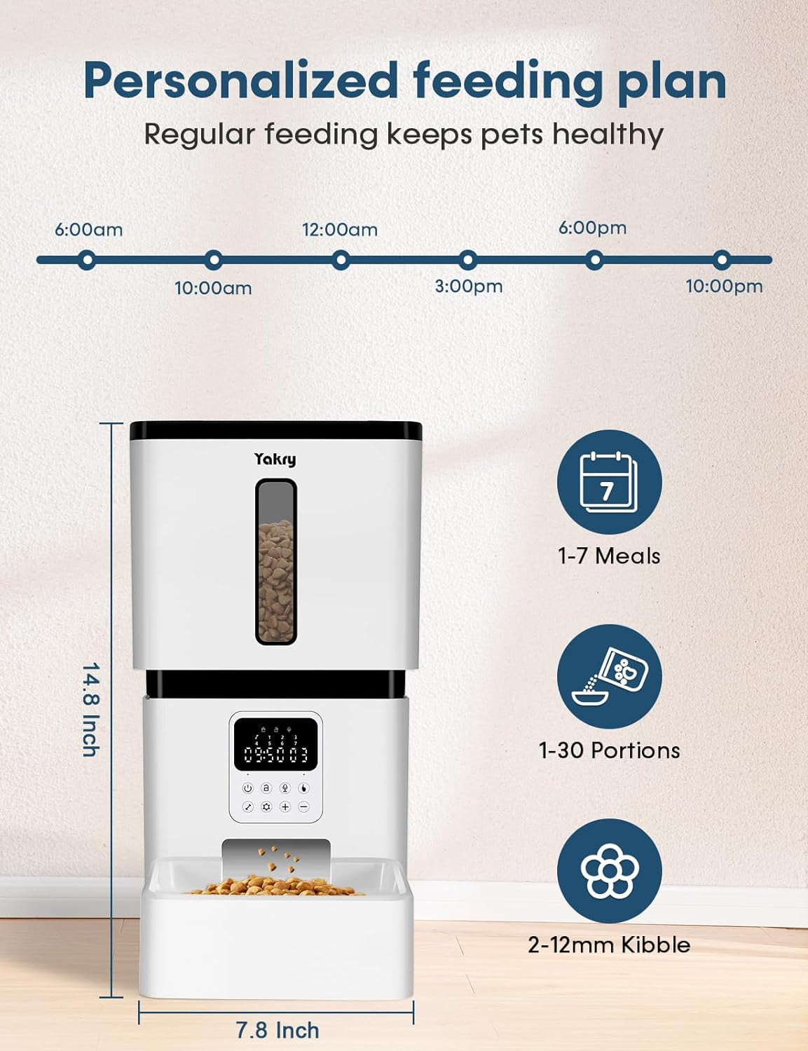 Automatic Dog Feeder Easy Setup - 8L/33 Cups Large Capacity Dog Food Dispenser Battery Operated with 180-Day Life - Timed Cat Feeder Record 20S Voice Desiccant Bag for Cats and Small Medium Dogs