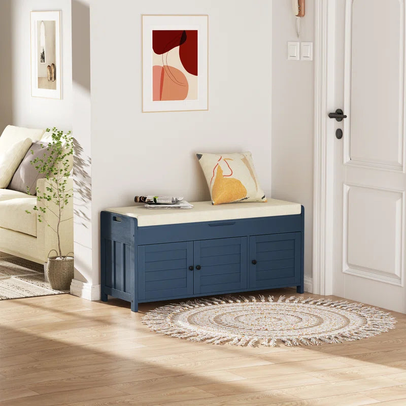 43.5" Shoe Storage Bench with Cushion, Entryway Storage with Hidden Storage