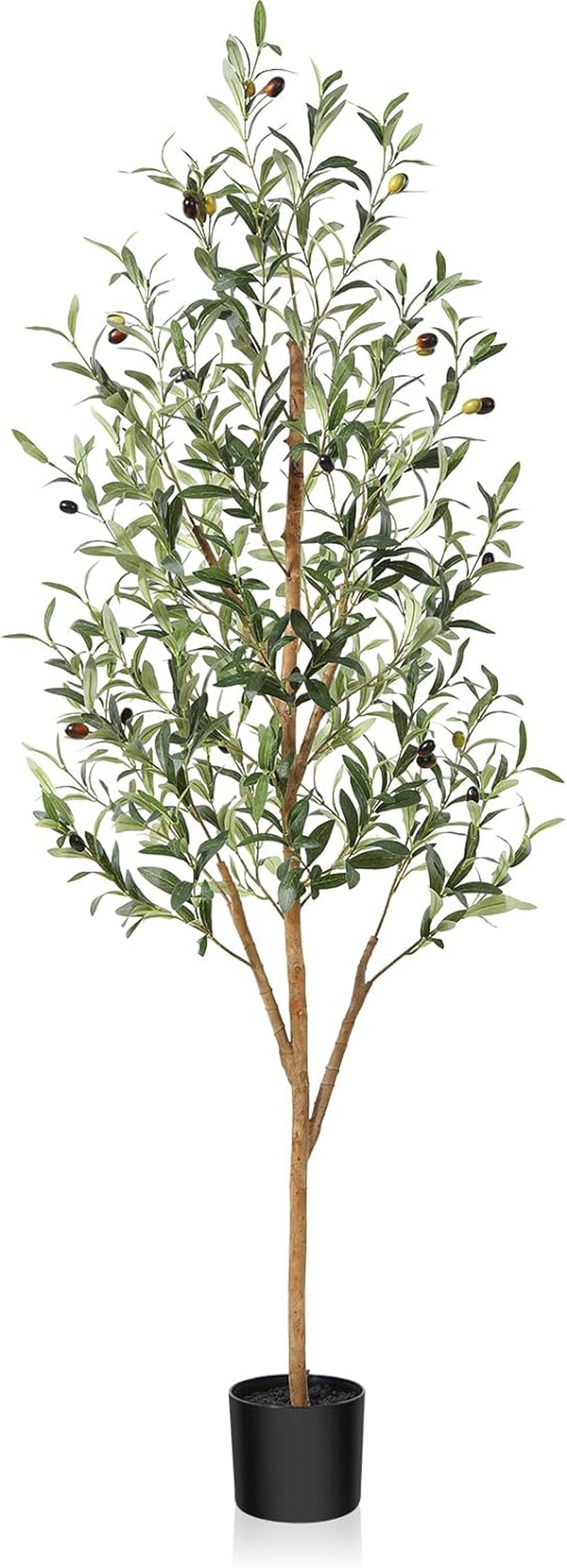 Artificial Olive Tree 5Ft, Lush Faux Olive Tree for Indoor with Natural Wood Trunk and Lifelike Fruits, Silk Tall Fake Olive Tree for Home Decor Office Living Room, 1Pcs