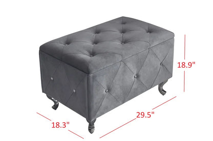 Carnes Velvet Upholstered Storage Bench