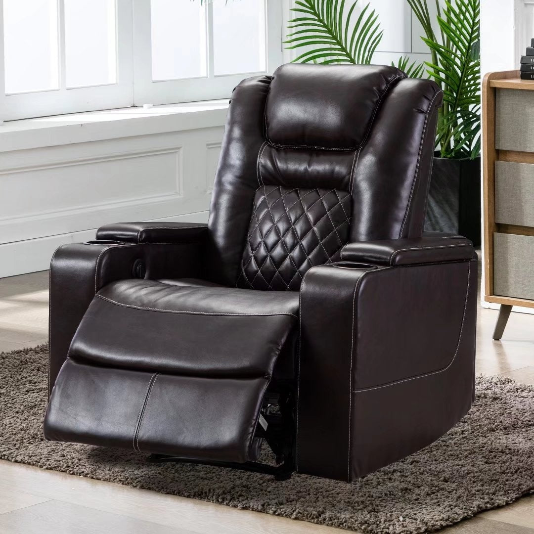 Breathable Leather Home Theater Seating with with USB Ports and Cup Holders