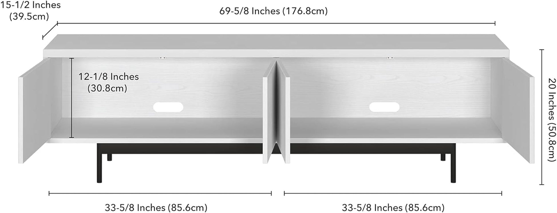 Whitman TV Stand, 70" Wide, White