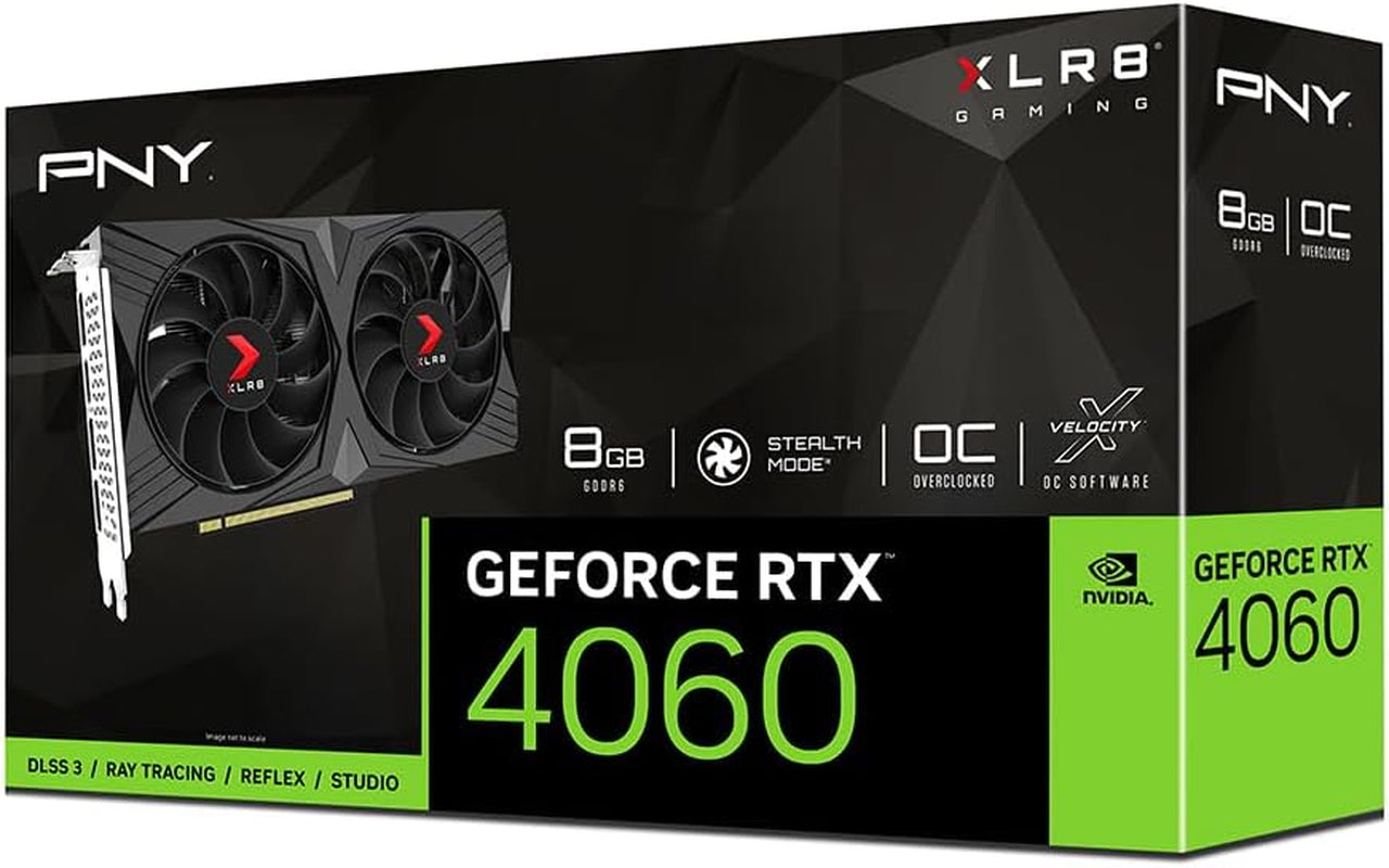 Geforce RTX™ 4060 8GB XLR8 Gaming Verto™ Dual Fan OC Graphics Card DLSS 3 (128-Bit, Pcie 4.0, GDDR6, Hdmi/Displayport, Supports 4K, 2 Slot)