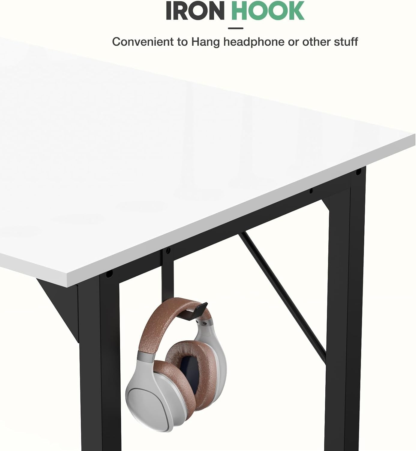 Computer Desk Small, 32 Inch Writing Study Office Gaming Table Modern Simple Style Compact with Side Bag Headphone Hook Easy Assembly for Home, Office, Room, Dorm, White