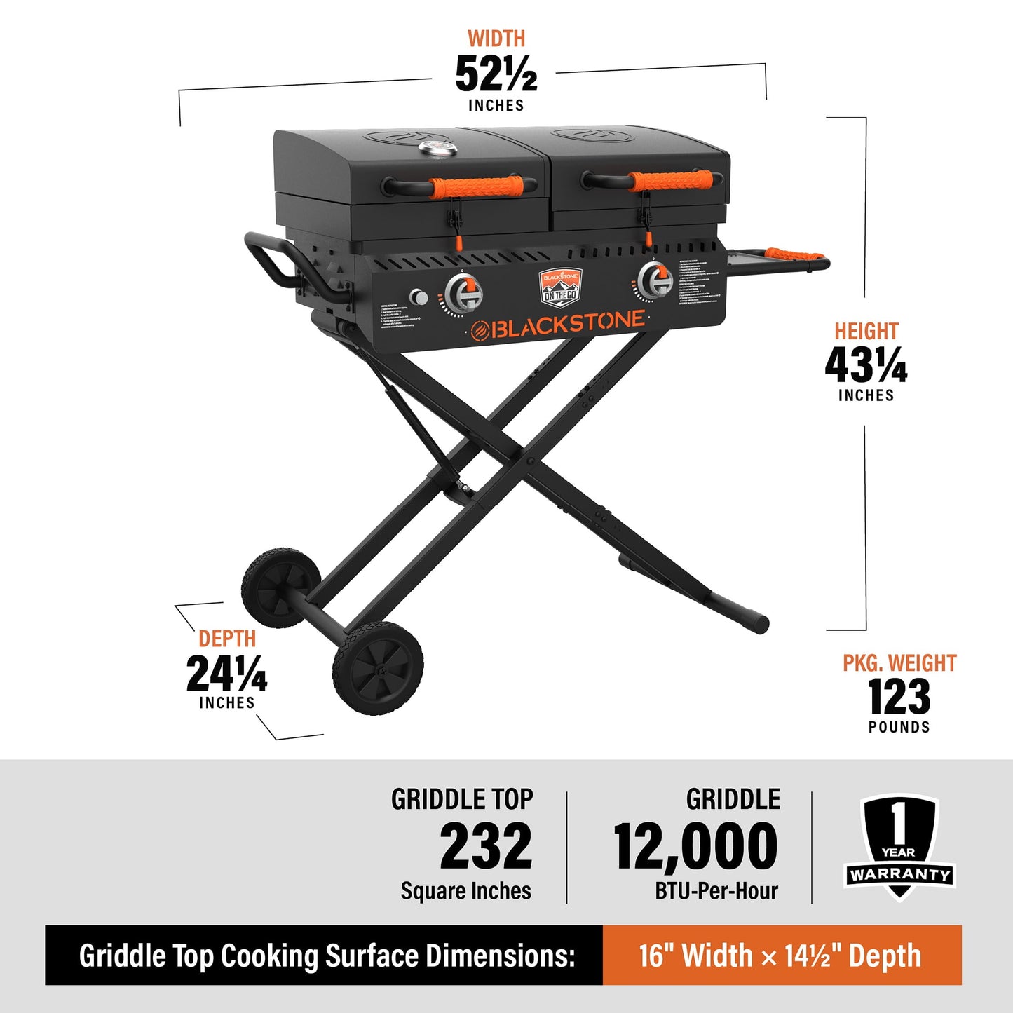 on the Go 17" Griddle and Grill Combo with Hood