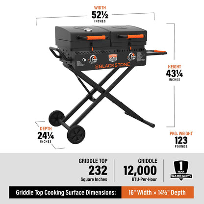 on the Go 17" Griddle and Grill Combo with Hood