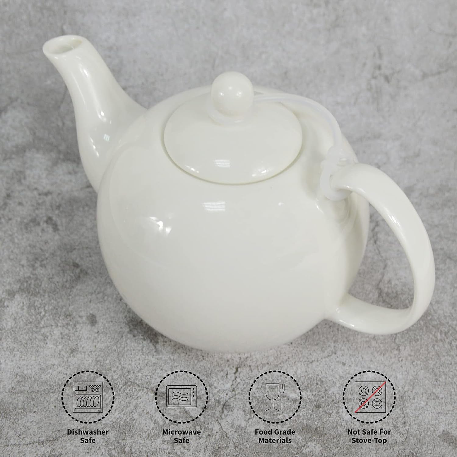 Porcelain Teapot, White with Tea Cozy, 40 Ounce Tea Pot - 5 Cups