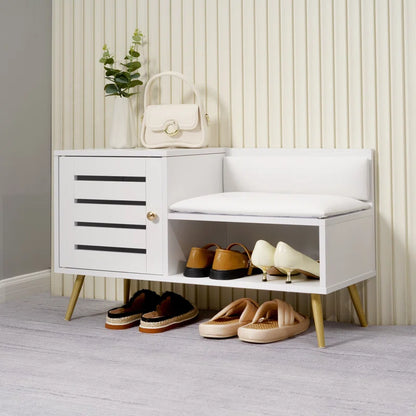 Bunceton Shoe Storage Cabinet Bench with Cushion Seat