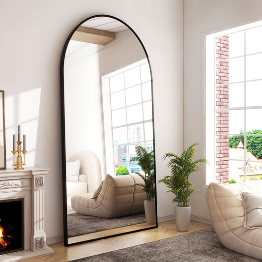 -34X76 Inch Wall Mount Arched Full Length Mirror-Aluminum Alloy Frame High Definition-Full Body Mirror for Bedroom or Living Room,Black - Design By Technique