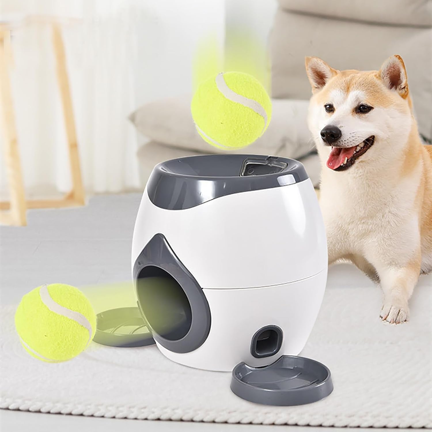 Dog Pro Automatic Ball Launcher, Dogpro Automatic Dog Ball Launcher, Dog Pro Tennis Ball Throwing Machine for Dogs, Pet Tennis Ball Launcher Toy, Interactive Dog Tennis Ball Throwing Machine (White)