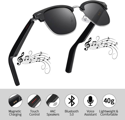 Smart Sunglasses Glasses for Men Women with AAC Speaker Open Ear Music Touch Buttons Remote Photo Voice Assistant Hand-Free Calling, Unisex Audio Intelligent Bluetooth 5.0, Great Gift for Friends