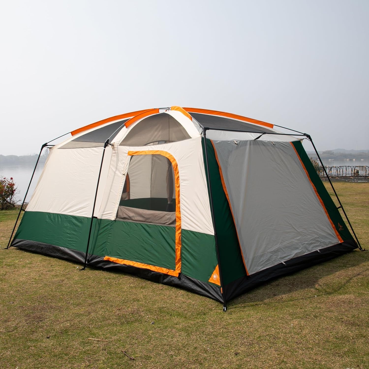 Extra Large Tent 10-12 Person(A),Family Cabin Tents,2 Rooms,3 Doors and 3 Windows with Mesh,Straight Wall,Waterproof,Double Layer,Big Tent for Outdoor,Picnic,Camping,Family Gathering