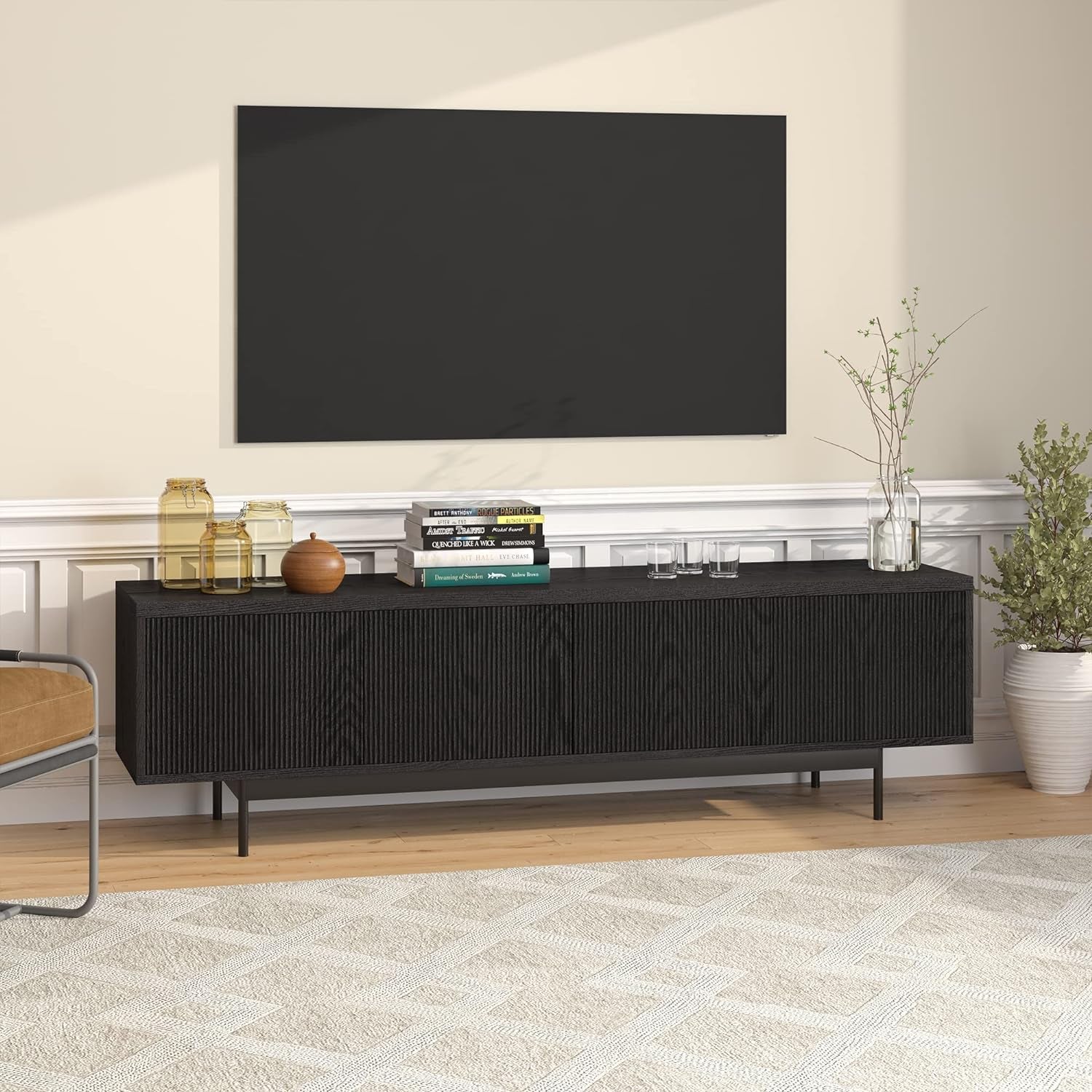 Whitman TV Stand, 70" Wide, Black