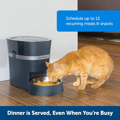 Smart Feed Automatic Cat Feeder - Electronic Pet Feeder for Cats & Dogs - Programmable Mealtimes - Alexa, Apple & Android Compatible - Backup Batteries Ensure Meal Delivery during Power Outage