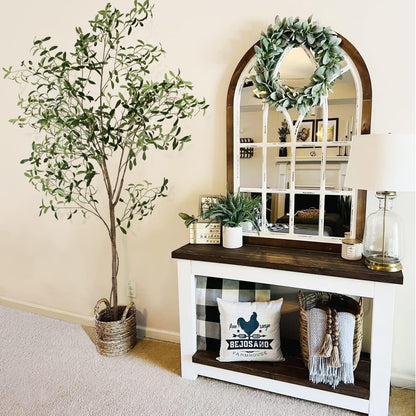 Artificial Olive Tree Tall Fake Potted Olive Silk Tree with Planter Large Faux Olive Branches and Fruits Artificial Tree for Modern Home Office Living Room Floor Decor Indoor (7FT)