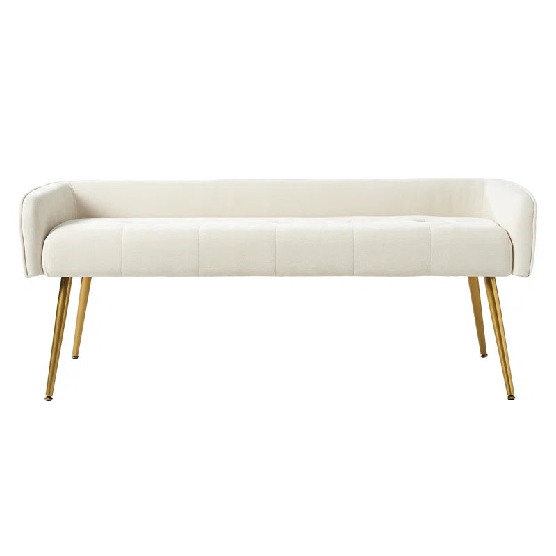 Millbury Polyester Upholstered Bench with Mental Leg