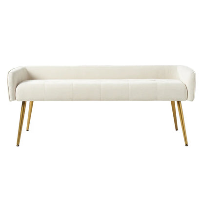 Millbury Polyester Upholstered Bench with Mental Leg