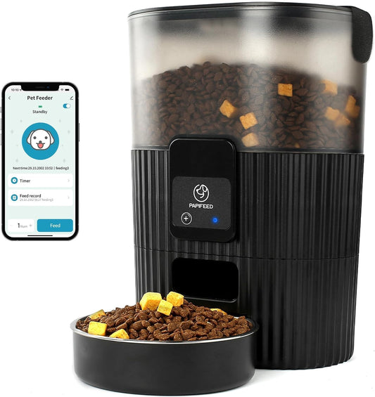 Automatic Cat Feeder, Wifi Pet Feeder for Cat/Dog Compatible with Alexa & Echo, 15 Cup Timed Cat Food Dispenser for Remote Feeding, up to 10 Meals per Day with APP Control