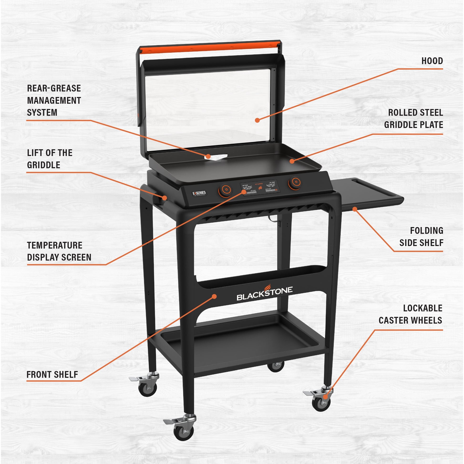 E-Series 2-Burner 22" Electric Tabletop Griddle with Prep Cart