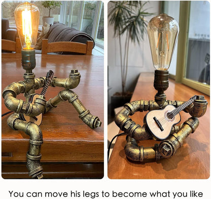 Music Guitar Table Lamp,Guitar Stuff,Cool Gifts for Music/Guitar Lovers,Players for Men Gift,Steampunk Lamp,Metallica (Bronze/With Guitar + Lights)