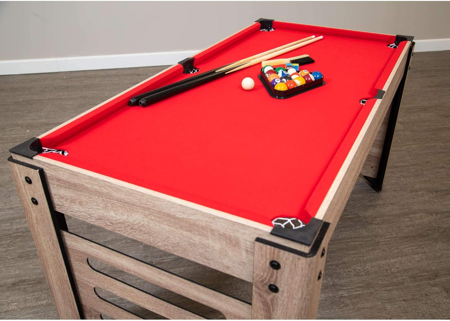 Madison 54-In 6 in 1 Multigame Table, Ideal for Family Game Rooms, Includes Billiards, Foosball, Slide Hockey, Table Tennis, Mini-Shuffleboard and Mini-Bowling,Driftwood