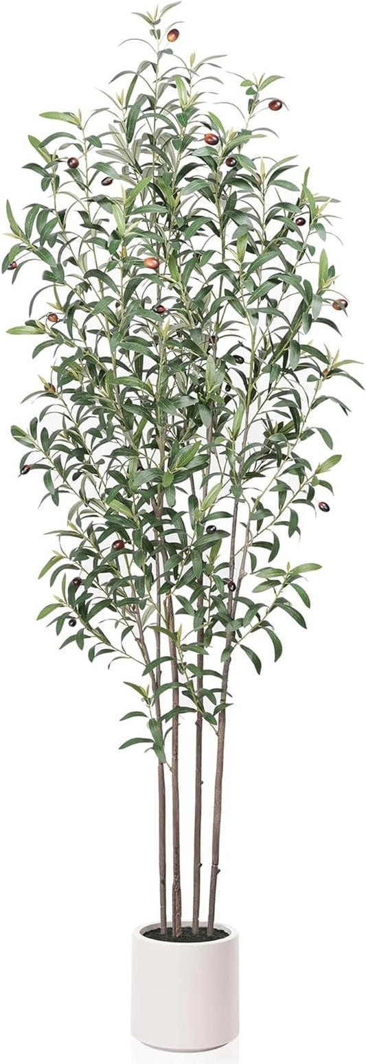 ™ Premium Artificial Olive Tree 6FT - Faux Olive Tree Artificial Indoor for Home Decor, Tall Fake Plants Olive Tree with Lifelike Branches & Greener Leaves & Ripe Fruits (6FT, 4-TRUNK)