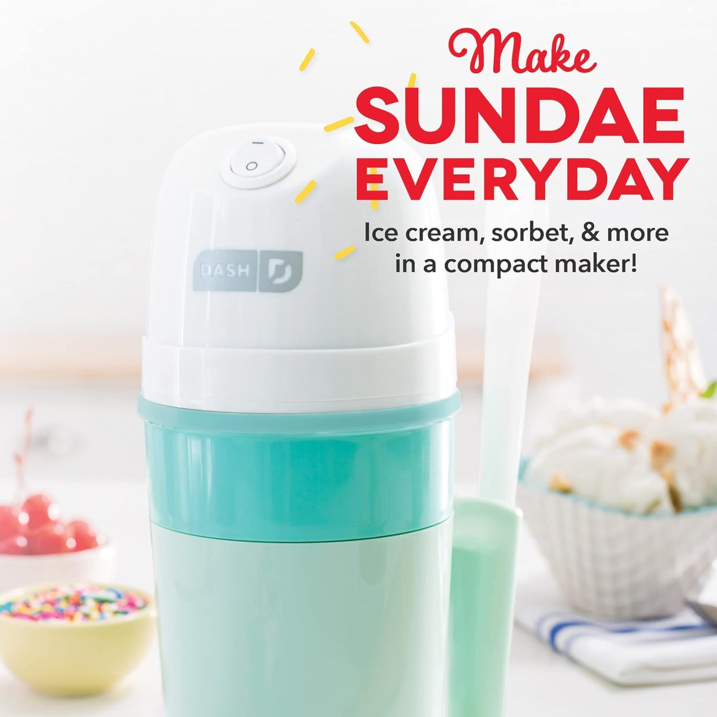 My Pint Electric Ice Cream Maker Machine for Gelato, Sorbet + Frozen Yogurt with Mixing Spoon & Recipe Book (Organic, Sugar Free, Flavored Healthy Snacks + Dessert for Kids & Adults) 0.4Qt - Aqua