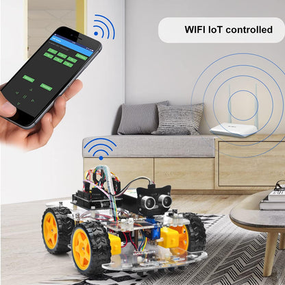 Robot Car Starter Kit for R3 | STEM Remote Controlled Educational Motorized Robotics for Building Programming Learning How to Code | IOT Mechanical DIY Coding for Teens Adults