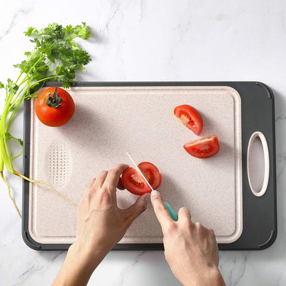 Cutting Board Double Sided,  Large Size 16”×11”, 316 Stainless Steel Cutting Board for Kitchen, Food-Grade, Stainless Steel and Wheat Straw PP, Easy to Clean