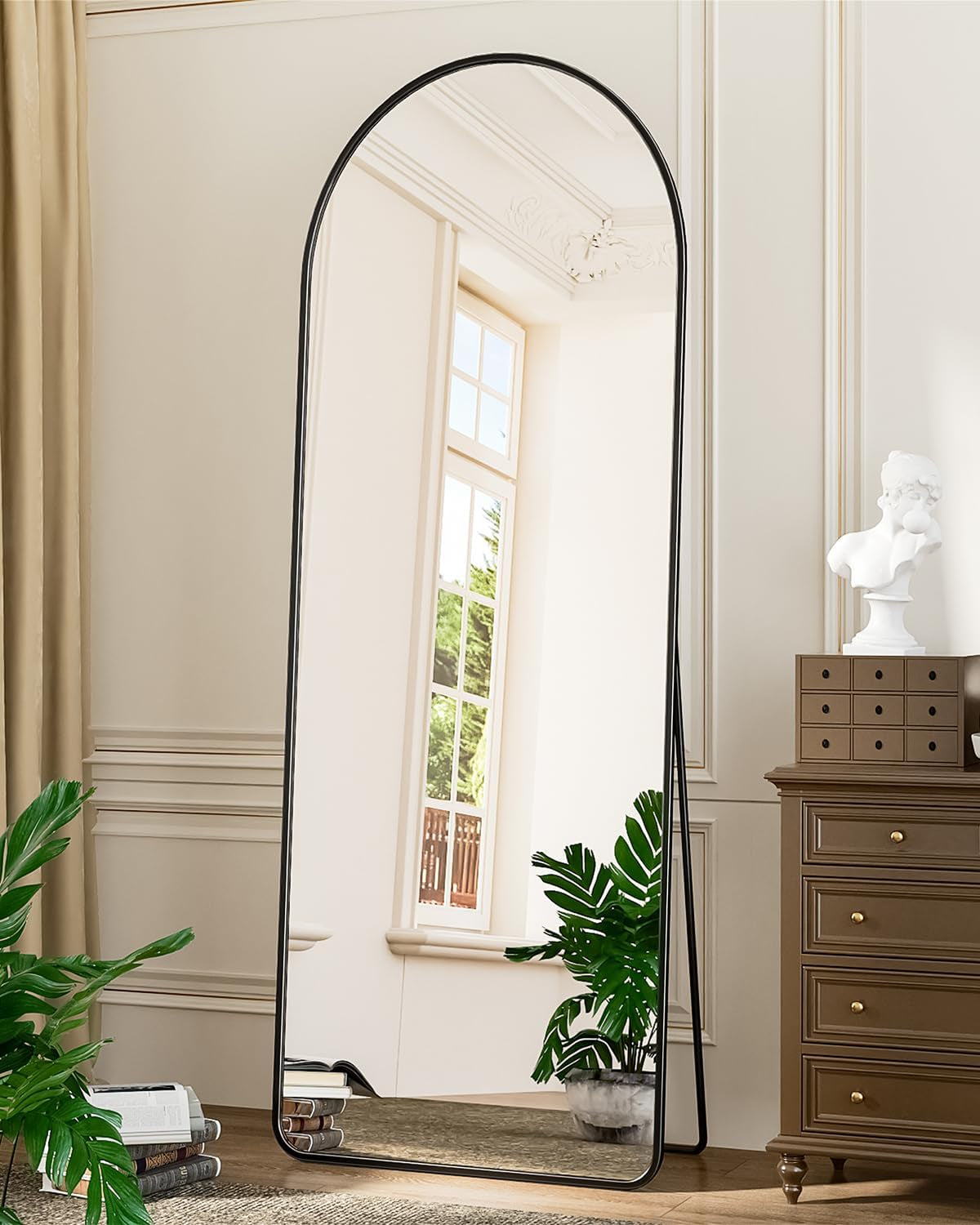 Full Length Mirror, 66"X23" Floor Mirror Freestanding, Floor Standing Mirror Full Body Mirror with Stand for Bedroom, Hanging Mounted Mirror for Living Room Cloakroom, Black - Design By Technique