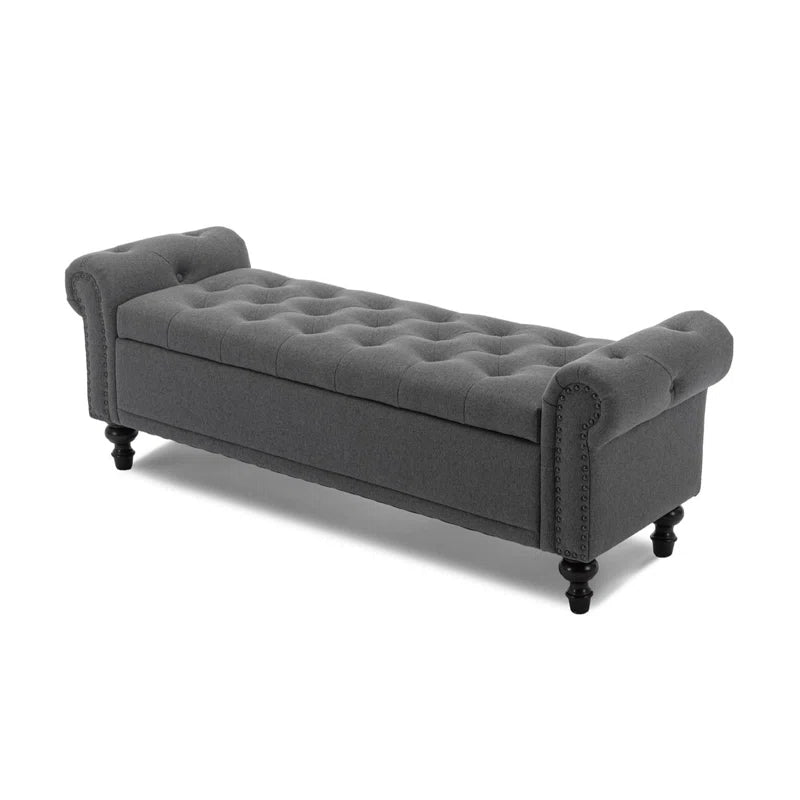 Polyester Blend Upholstered Storage Bench