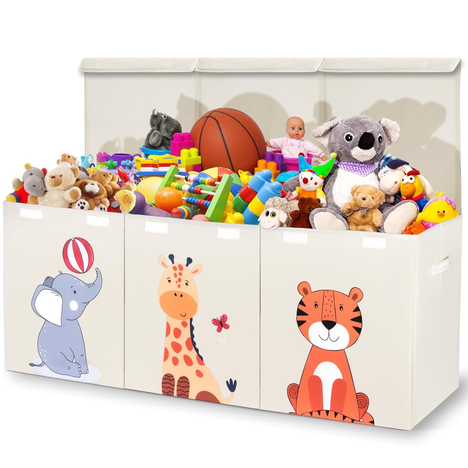 Toy Chest for Boys & Girls - Stylish & Versatile Plush Animal Holder & Kids Toy Organizer Makes Playroom Organization Easy -