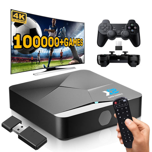 Super Console X2 Retro Game Console Built-In 100000+ Games, Android 9.0/Emuelec 4.5 Game System, S905X2 Chip, 4K UHD Output,2.4G/5G, BT 5.0