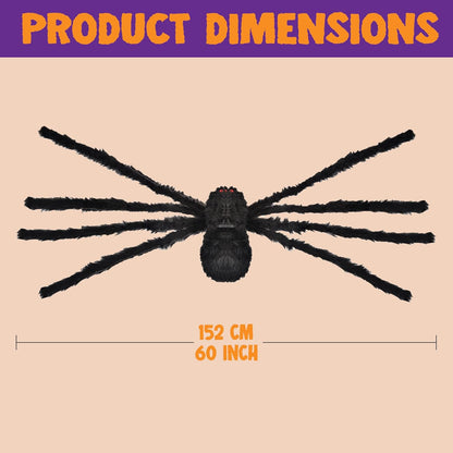 5 Ft. Halloween Outdoor Decorations Hairy Spider,Scary Giant Spider Fake Large Props for Yard Party Decor, Black