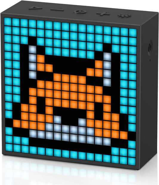 Timebox Evo -- Pixel Art Bluetooth Speaker with 16X16 LED Display APP Control - Cool Animation Frame & Gaming Room Setup & Bedside Alarm Clock- Black