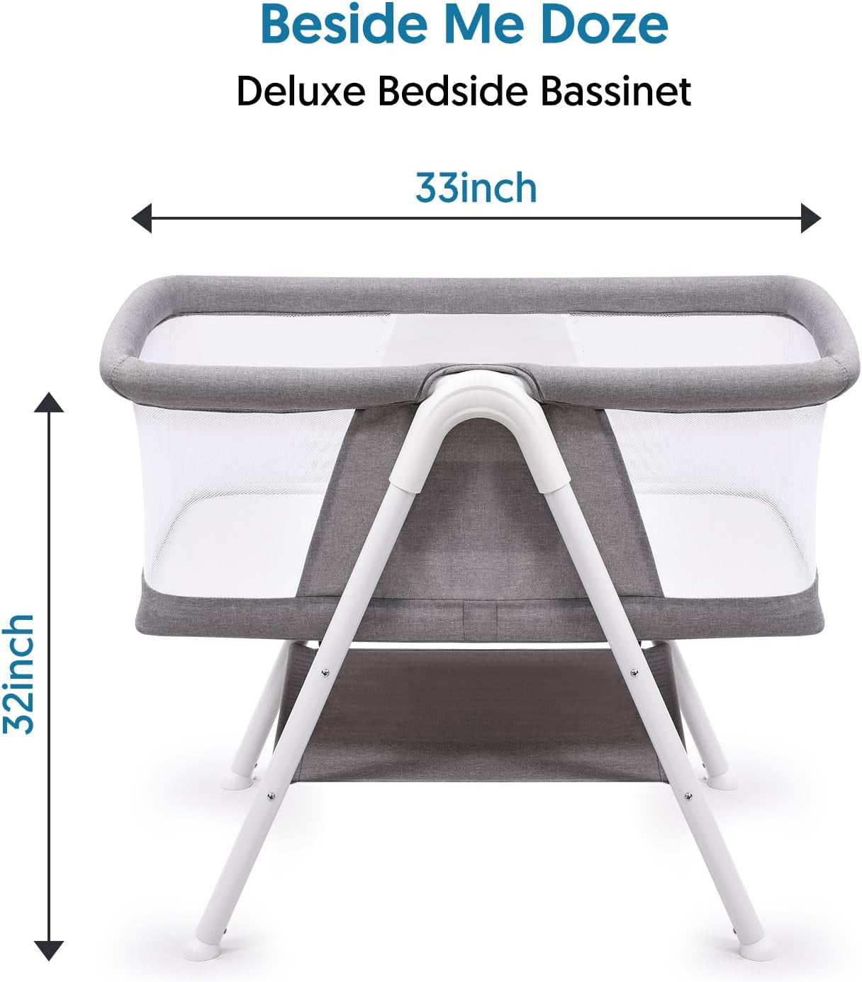 Bassinet, Baby Crib, Lightweight and Breathable Mesh Design, Easy to Clean,Gray - Design By Technique