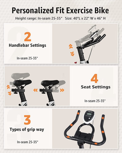 Indoor Cycling Bike Brake Pad/Magnetic Stationary Bike - Cycle Bike with Ipad Mount & Comfortable Seat Cushion