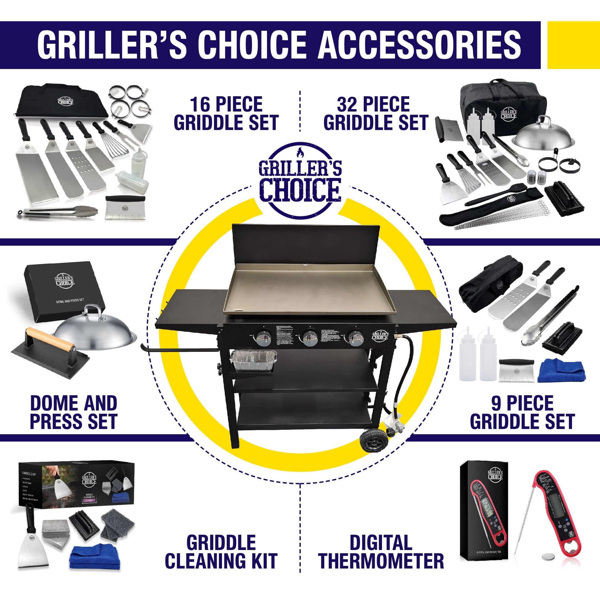 Outdoor Griddle Grill Propane Flat Top - Hood Included, Large Flat Top Grill, 2-In-1 Portable, Paper Towel Holder