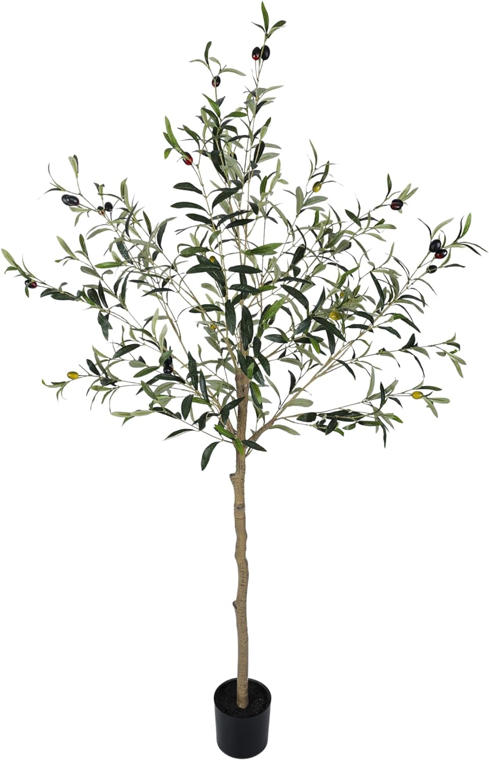 Faux Olive Tree 5FT Artificial Indoor, Fake Olive Tree 61" Tall Large Topiary Artificial Silk Plants with Wood Trunk and Lifelike Fruits for Home Office Decor and Housewarming Gift