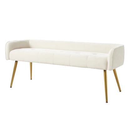 Millbury Polyester Upholstered Bench with Mental Leg