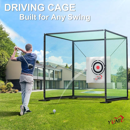 Golf Driving Cage with Steel Frame, Golf Nets for Backyard Driving for Full Swing and Chipping Practice Indoor Outdoor