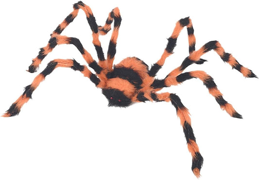 Halloween Party Decorations 6.7 Ft Scary Hairy Fake Large Spider with Bendable Legs and Red Eyes, Spider Props for Yard Indoor Outdoor outside Haunted House Wall Party Decor