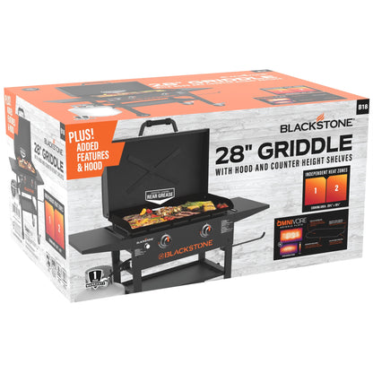 2-Burner 28” Propane Griddle with Hood and Omnivore Griddle Plate