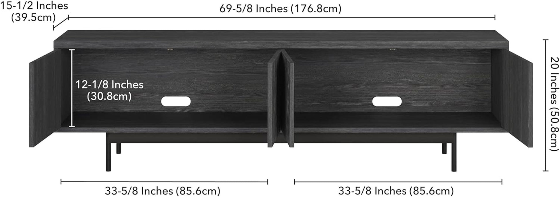 Whitman TV Stand, 70" Wide, Dark Gray