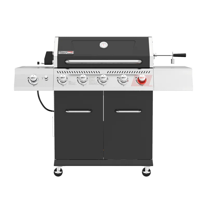 5 - Burner Free Standing 64000 BTU Gas Grill with Rotisserie Kit and Side Burner