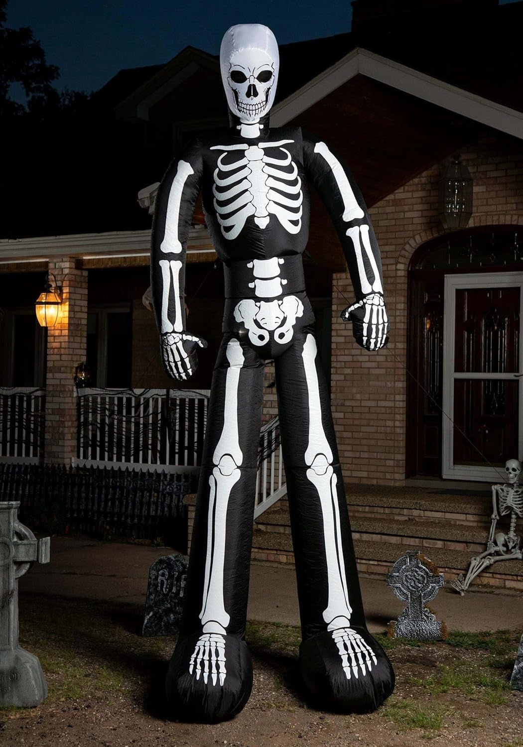 12FT Inflatable Skeleton Outdoor & Indoor Decoration, Black Bone Front Yard Airblown Display Standard