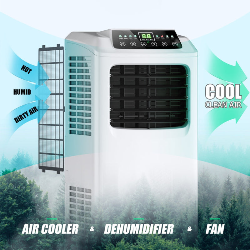 9000 BTU Portable Air Conditioner with Built-In Dehumidifier and Remote Control