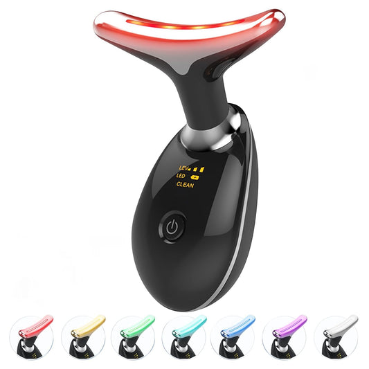 7-In-1 Deplux Skin Care Tool, Face Neck Massager for Skin Care Routine at Home, Glossy Black